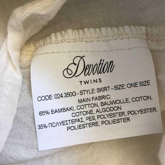Devotion Twins Iliokali Maxi Skirt Womens OS S M L Cream Blue Cotton Tiered Boho - Picture 8 of 13